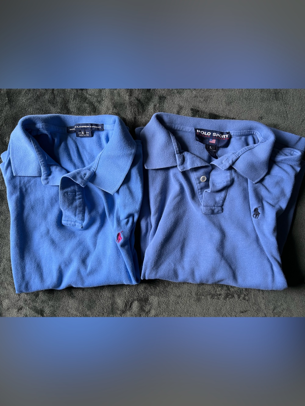 Ralph Lauren..2 shades of blue knit-short sleeve/sleeveless L and XL..see photo